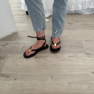 Dolce Vita Gold and Black Strappy Sandals